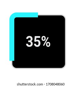 rectangle percentage diagram meter showing 35%.ready-to-use for web design, user interface UI or infographic - indicator with black and light blue