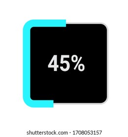 rectangle percentage diagram meter showing 45 %.ready-to-use for web design, user interface UI or infographic - indicator with black and light blue
