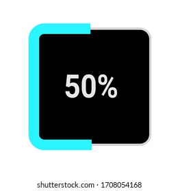 rectangle percentage diagram meter showing  50%.ready-to-use for web design, user interface UI or infographic - indicator with black and light blue