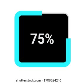 rectangle percentage diagram, meter showing 75%.ready-to-use for web design, user interface UI or infographic - indicator with black and light blue