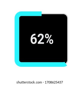 rectangle percentage diagram, meter showing 62%.ready-to-use for web design, user interface UI or infographic - indicator with black and light blue