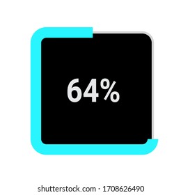 Rechteck-Prozentdiagramm, Zähler mit 64%.ready-to-use für Webdesign, Benutzeroberfläche oder Infografik - Anzeige mit schwarz-hellblau