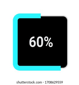 rectangle percentage diagram, meter showing 60%.ready-to-use for web design, user interface UI or infographic - indicator with black and light blue