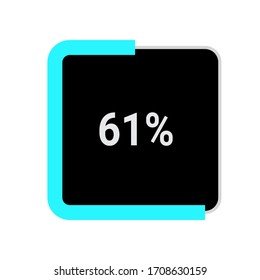 rectangle percentage diagram, meter showing 61%.ready-to-use for web design, user interface UI or infographic - indicator with black and light blue