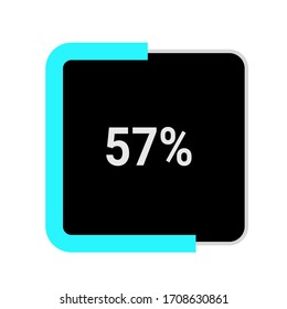 rectangle percentage diagram, meter showing 57%.ready-to-use for web design, user interface UI or infographic - indicator with black and light blue