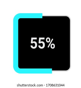 rectangle percentage diagram, meter showing 55%.ready-to-use for web design, user interface UI or infographic - indicator with black and light blue