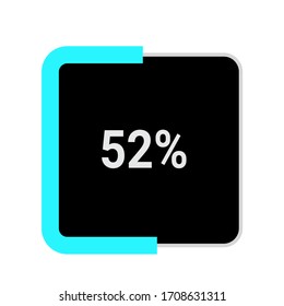 rectangle percentage diagram, meter showing 52%.ready-to-use for web design, user interface UI or infographic - indicator with black and light blue