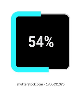 rectangle percentage diagram, meter showing 54%.ready-to-use for web design, user interface UI or infographic - indicator with black and light blue