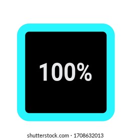 diagrama de porcentaje de rectángulo, medidor que muestra 100%.listo para usar para diseño web, interfaz de usuario de interfaz de usuario o infografía - indicador con azul negro y azul claro