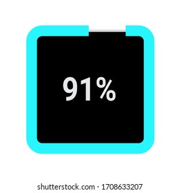 diagrama de porcentaje de rectángulo, medidor que muestra el 91%.listo para usar para el diseño web, interfaz de usuario de interfaz de usuario o infografía - indicador con azul negro y azul claro