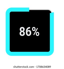 rectangle percentage diagram, meter showing 86%.ready-to-use for web design, user interface UI or infographic - indicator with black and light blue