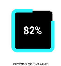 rectangle percentage diagram, meter showing 82%.ready-to-use for web design, user interface UI or infographic - indicator with black and light blue