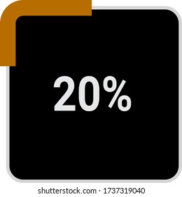 rectangle percentage diagram, meter showing 20%.ready-to-use for web design, user interface UI or infographic - indicator with black and brown