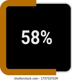 rectangle percentage diagram, meter showing 58%.ready-to-use for web design, user interface UI or infographic - indicator with black and brown