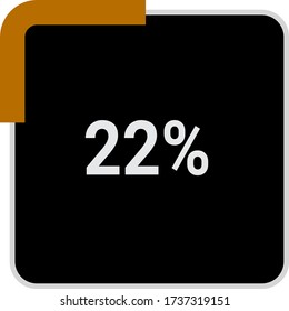 rectangle percentage diagram, meter showing 22%.ready-to-use for web design, user interface UI or infographic - indicator with black and brown
