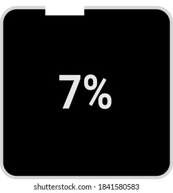 rectangle percentage diagram, meter showing 07%.ready-to-use for web design, user interface UI or infographic - indicator with black and white.