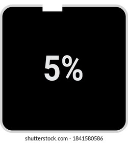 rectangle percentage diagram, meter showing 05%.ready-to-use for web design, user interface UI or infographic - indicator with black and white.