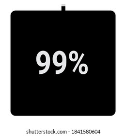 rectangle percentage diagram, meter showing 99%.ready-to-use for web design, user interface UI or infographic - indicator with black and white.