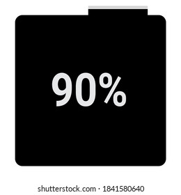 Rechteck-Prozentdiagramm, Zähler mit 90%.ready-to-use für Web-Design, Benutzeroberfläche oder Infografik - Anzeige mit schwarz-weiß.