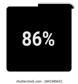 rectangle percentage diagram, meter showing 86%.ready-to-use for web design, user interface UI or infographic - indicator with black and white.