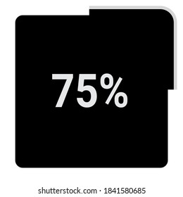 diagrama de porcentaje de rectángulo, medidor que muestra 75%.listo para usar para diseño web, interfaz de usuario o infografía - indicador con blanco y negro.