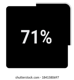 diagrama de porcentaje de rectángulo, medidor que muestra el 71%.listo para usar para diseño web, interfaz de usuario o infografía - indicador con blanco y negro.