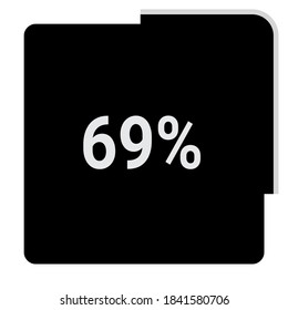 rectangle percentage diagram, meter showing 69%.ready-to-use for web design, user interface UI or infographic - indicator with black and white.