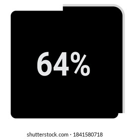 rectangle percentage diagram, meter showing 64%.ready-to-use for web design, user interface UI or infographic - indicator with black and white.