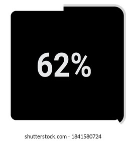rectangle percentage diagram, meter showing 62%.ready-to-use for web design, user interface UI or infographic - indicator with black and white.