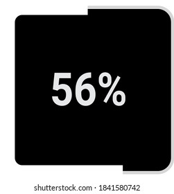 rectangle percentage diagram, meter showing 56%.ready-to-use for web design, user interface UI or infographic - indicator with black and white.