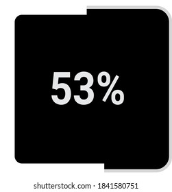 rectangle percentage diagram, meter showing 53%.ready-to-use for web design, user interface UI or infographic - indicator with black and white.