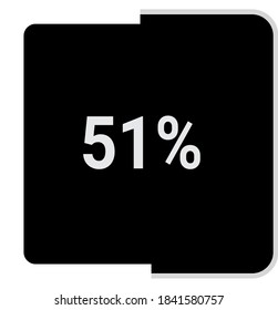 rectangle percentage diagram, meter showing 51%.ready-to-use for web design, user interface UI or infographic - indicator with black and white.