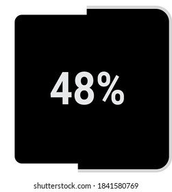 rectangle percentage diagram, meter showing 48%.ready-to-use for web design, user interface UI or infographic - indicator with black and white.