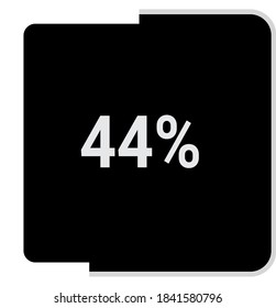 rectangle percentage diagram, meter showing 44%.ready-to-use for web design, user interface UI or infographic - indicator with black and white.