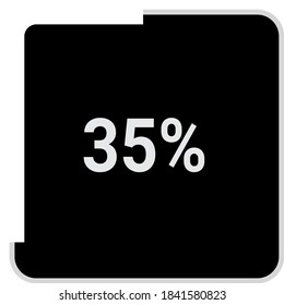 rectangle percentage diagram, meter showing 35%.ready-to-use for web design, user interface UI or infographic - indicator with black and white.