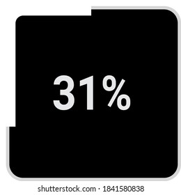 rectangle percentage diagram, meter showing 31%.ready-to-use for web design, user interface UI or infographic - indicator with black and white.