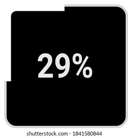 rectangle percentage diagram, meter showing 29%.ready-to-use for web design, user interface UI or infographic - indicator with black and white.