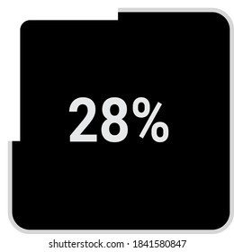 rectangle percentage diagram, meter showing 28%.ready-to-use for web design, user interface UI or infographic - indicator with black and white.