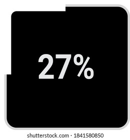 rectangle percentage diagram, meter showing 27%.ready-to-use for web design, user interface UI or infographic - indicator with black and white.