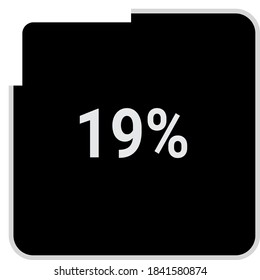 rectangle percentage diagram, meter showing 19%.ready-to-use for web design, user interface UI or infographic - indicator with black and white.