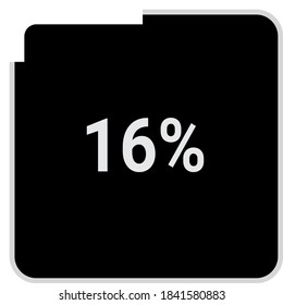 rectangle percentage diagram, meter showing 16%.ready-to-use for web design, user interface UI or infographic - indicator with black and white.