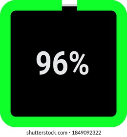 rectangle percentage diagram, meter showing 96%.ready-to-use for web design, user interface UI or infographic - indicator with black and light light green.