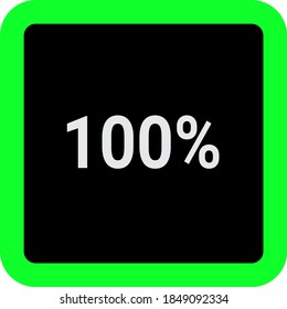 rectangle percentage diagram, meter showing 100%.ready-to-use for web design, user interface UI or infographic - indicator with black and light light green.