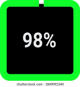 rectangle percentage diagram, meter showing 98%.ready-to-use for web design, user interface UI or infographic - indicator with black and light light green.