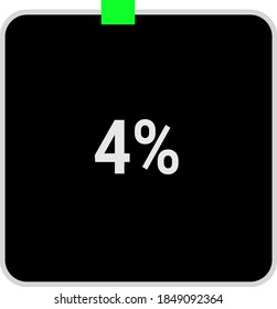 rectangle percentage diagram, meter showing 4%.ready-to-use for web design, user interface UI or infographic - indicator with black and light light green.