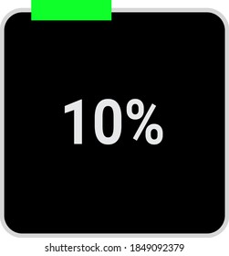 rectangle percentage diagram, meter showing 10%.ready-to-use for web design, user interface UI or infographic - indicator with black and light light green.