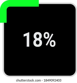 rectangle percentage diagram, meter showing 18%.ready-to-use for web design, user interface UI or infographic - indicator with black and light light green.