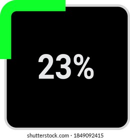 rectangle percentage diagram, meter showing 23%.ready-to-use for web design, user interface UI or infographic - indicator with black and light light green.