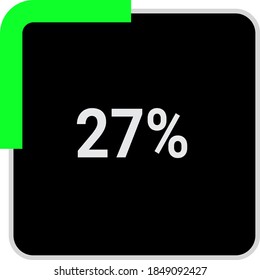 rectangle percentage diagram, meter showing 27%.ready-to-use for web design, user interface UI or infographic - indicator with black and light light green.