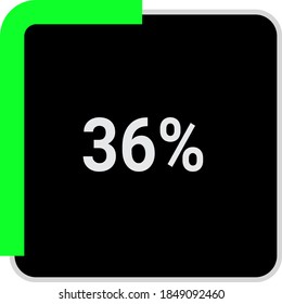 rectangle percentage diagram, meter showing 36%.ready-to-use for web design, user interface UI or infographic - indicator with black and light light green.